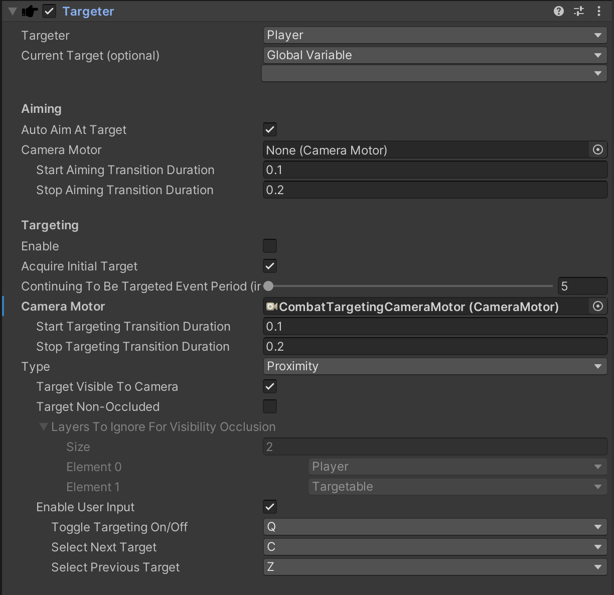 Targeter component