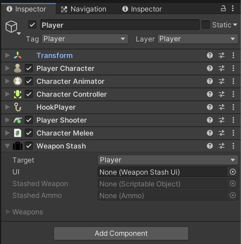 Weapon Stash component